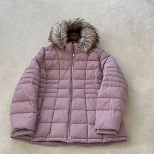 COPY - Calvin Klein puffer ski coat light pink with fur hood. Like new worn twi…
